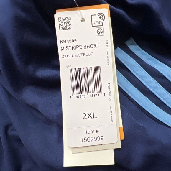 NWT ADIDAS Men's Aeroready Active Shorts XXL Blue 3-Stripe Zipper Pockets Drawst - Picture 12 of 12